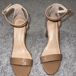 Madden Girl Bella Two-Piece Block-Heel San Caramel Patent